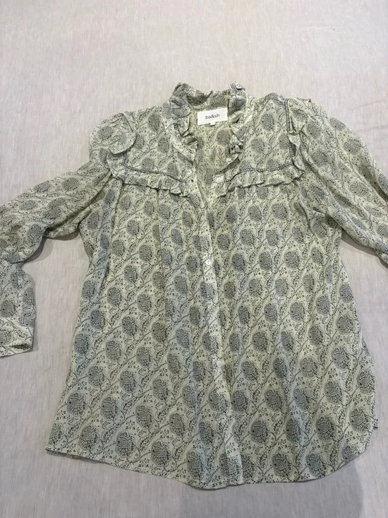 BORA ba&sh cream Paisley Ruffle Button-Up Blouse - Picture 3 of 10